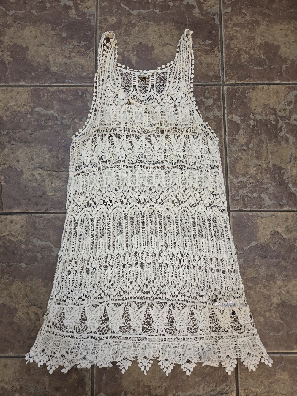 Forever 21 Ivory Crochet Swim Coverup Tank